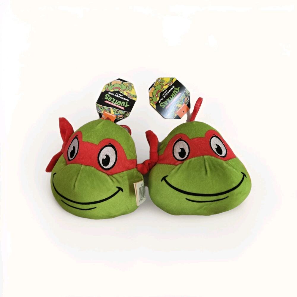 Teenage Mutant Ninja Turtles Raphael 3D Plush Backpack Bag Clips Set of 2